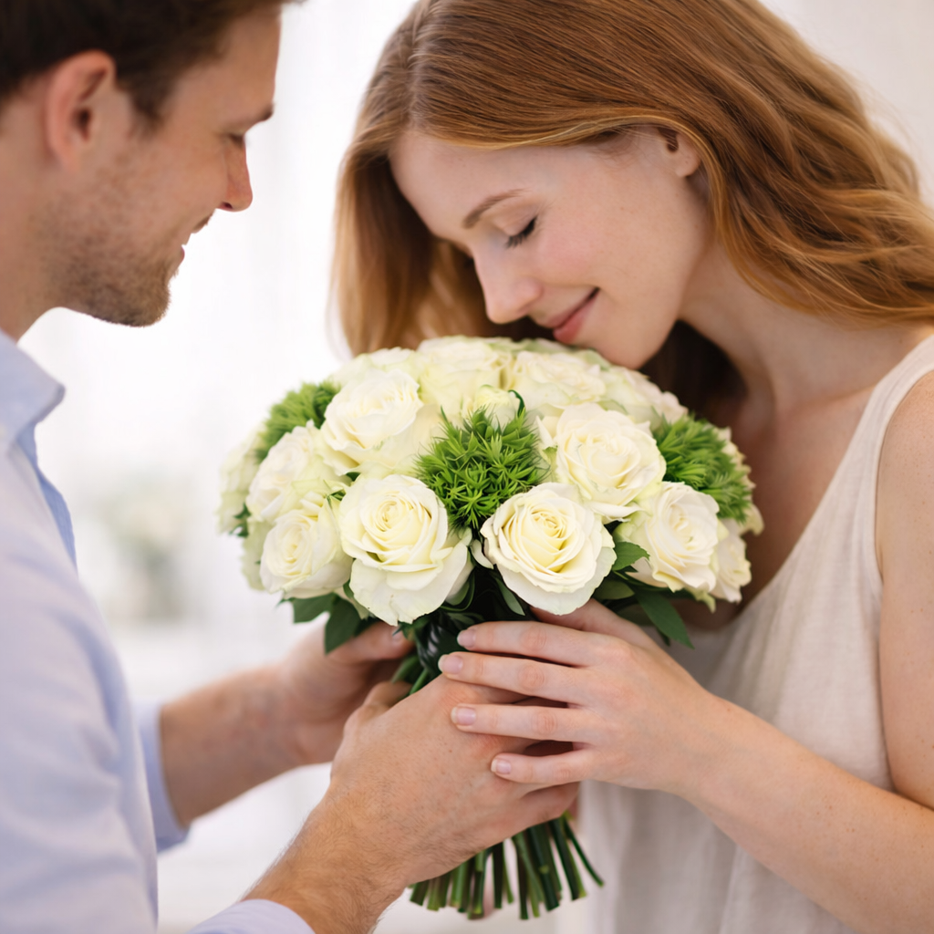 Woman smelling a white rose bouquet from a luxury florist in New York City
Fresh white roses crafted by Heather Floral, a luxury florist New York City specializing in elegant floral arrangements and fresh cut flowers NYC. Available for Manhattan flower delivery and same day flower delivery NYC.