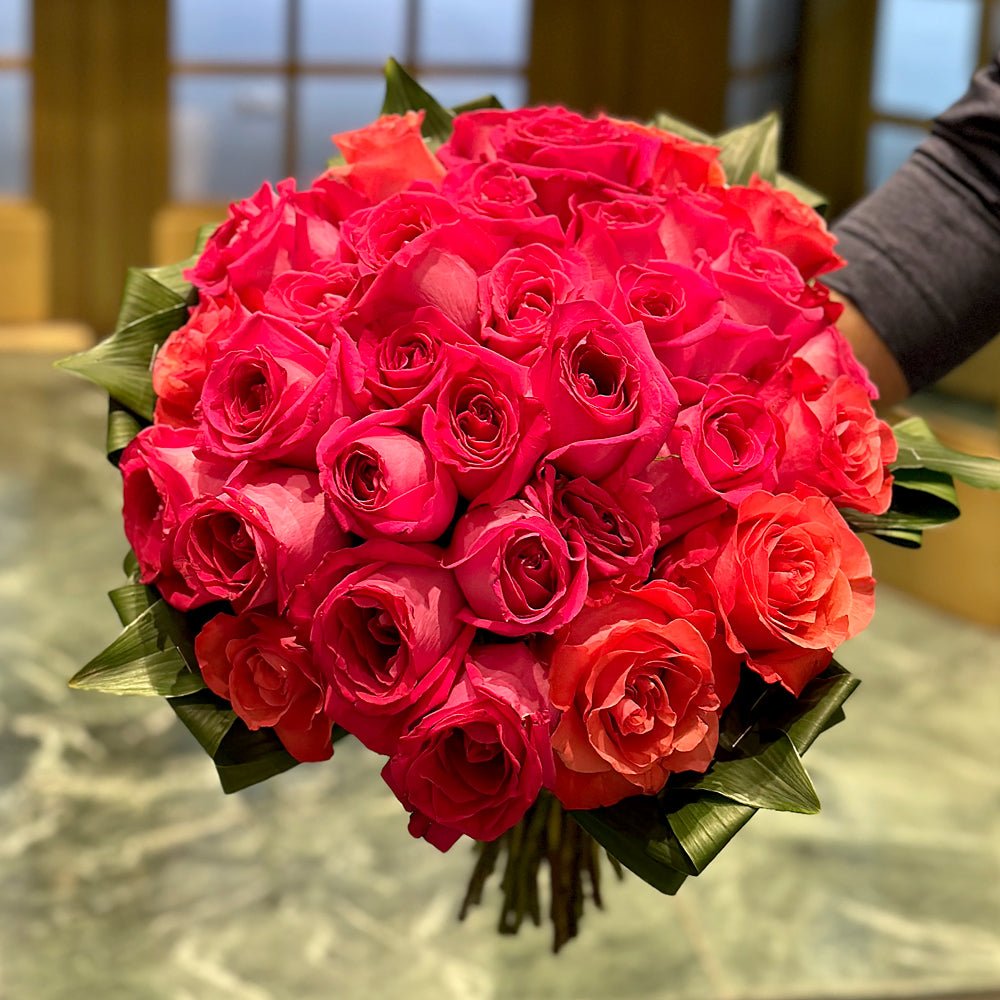 Hand-tied, 24-rose bouquet - Heather Floral - Delivery Same Day