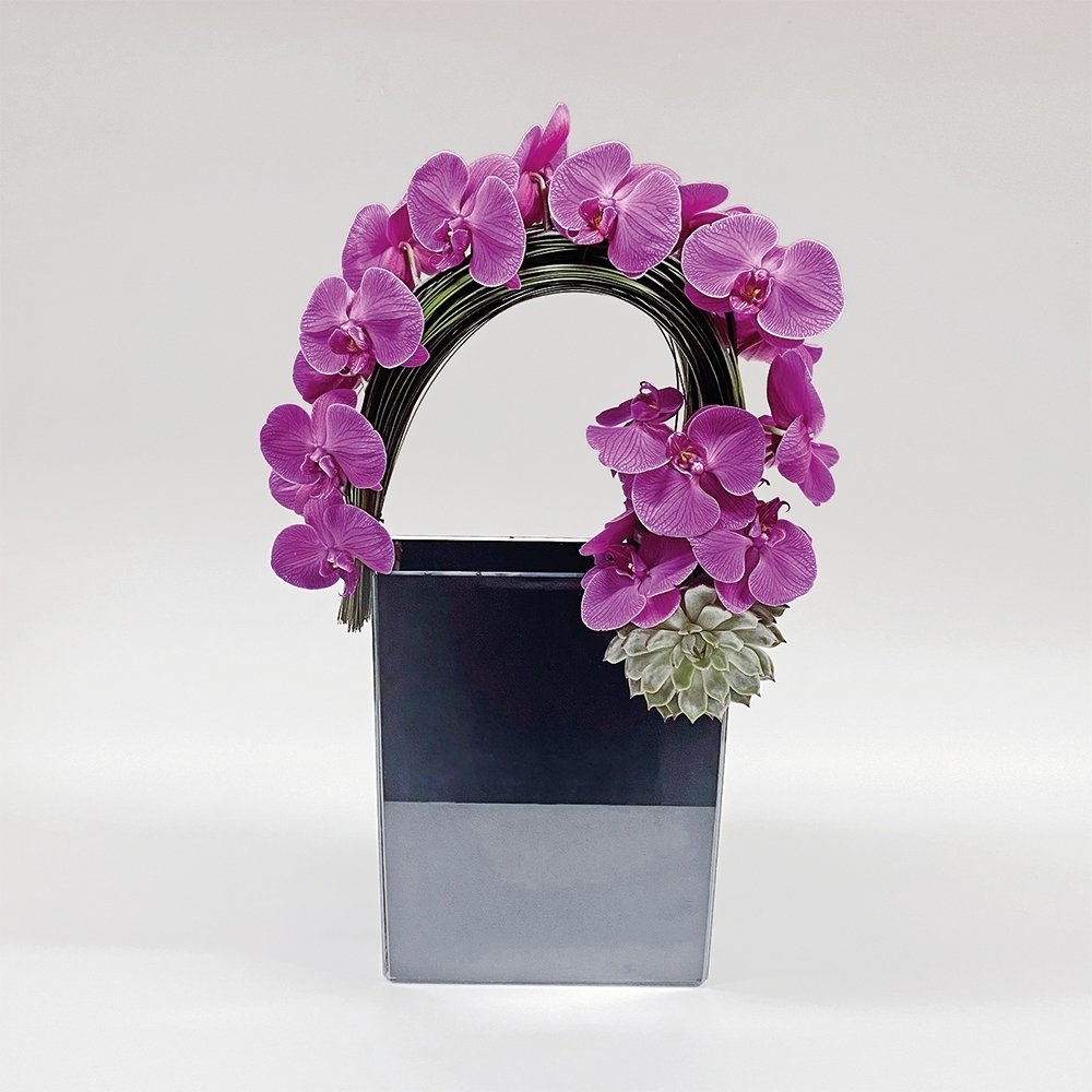 Orchid Wave / black container - Heather Floral - Delivery Same Day