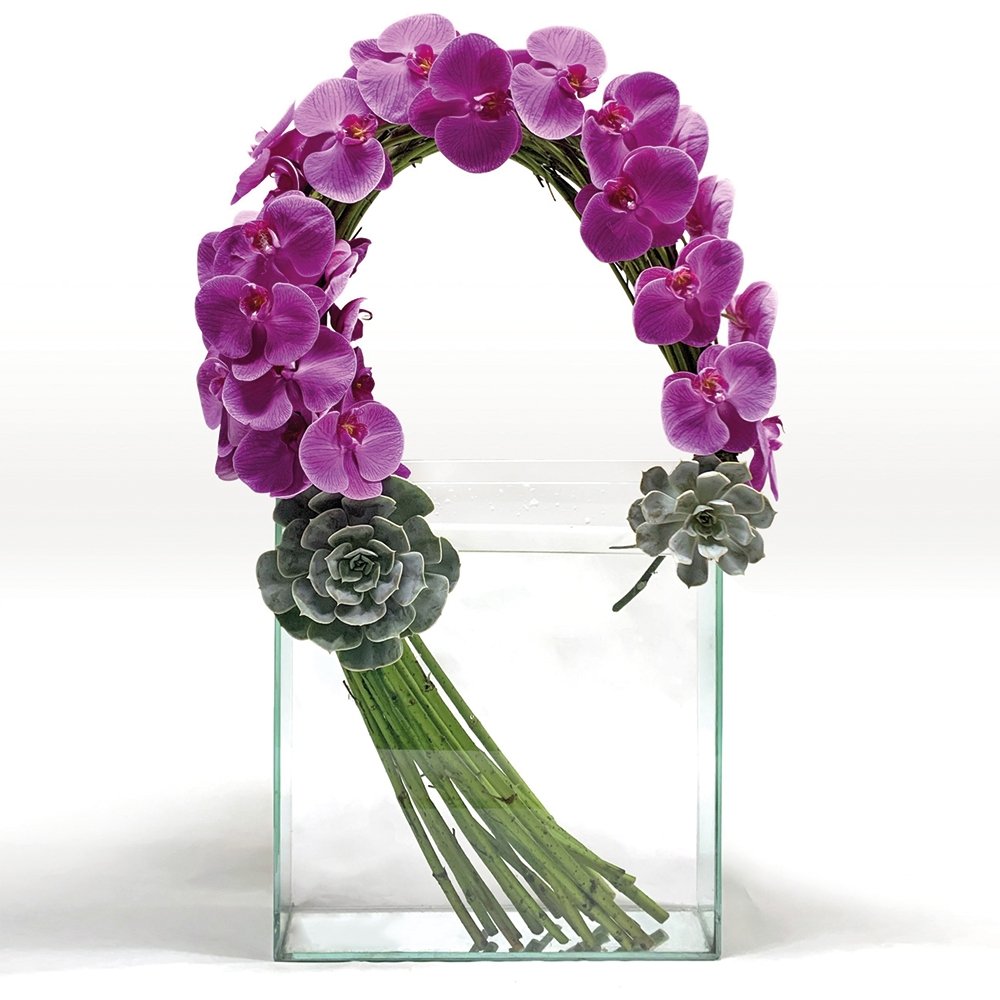 Orchid Wave / clear container - Heather Floral - Delivery Same Day