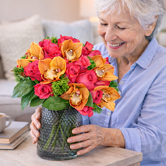 The Floral Fire bouquet from Heather Floral brings joy and elegance to every moment. Your local florist Manhattan NYC for fresh flowers, perfect for birthdays or special occasions, with free same-day flower delivery Manhattan.
