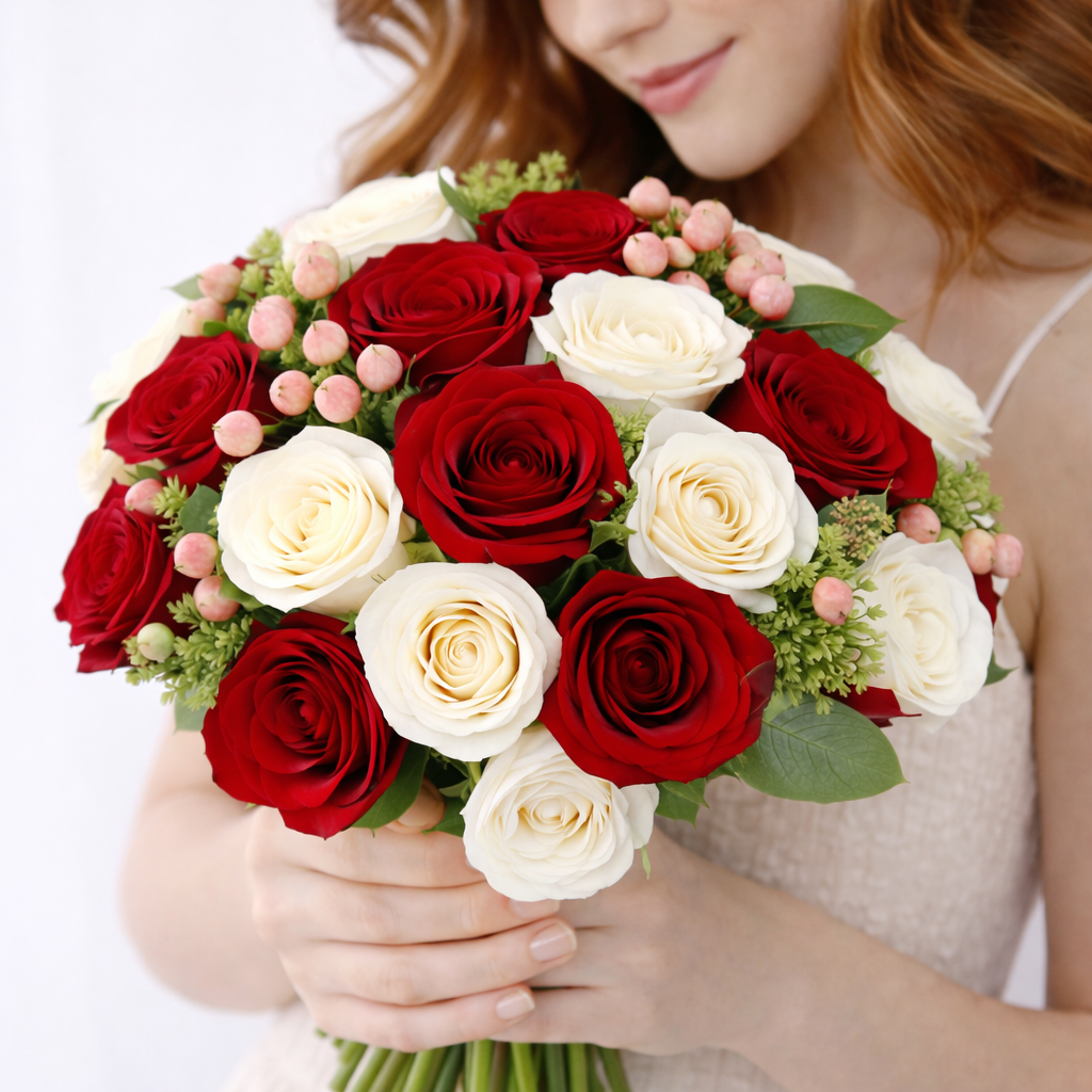 Devotion Rose Passionate Devotion Bouquet | Red & White Roses NYC | Heather Floral ...