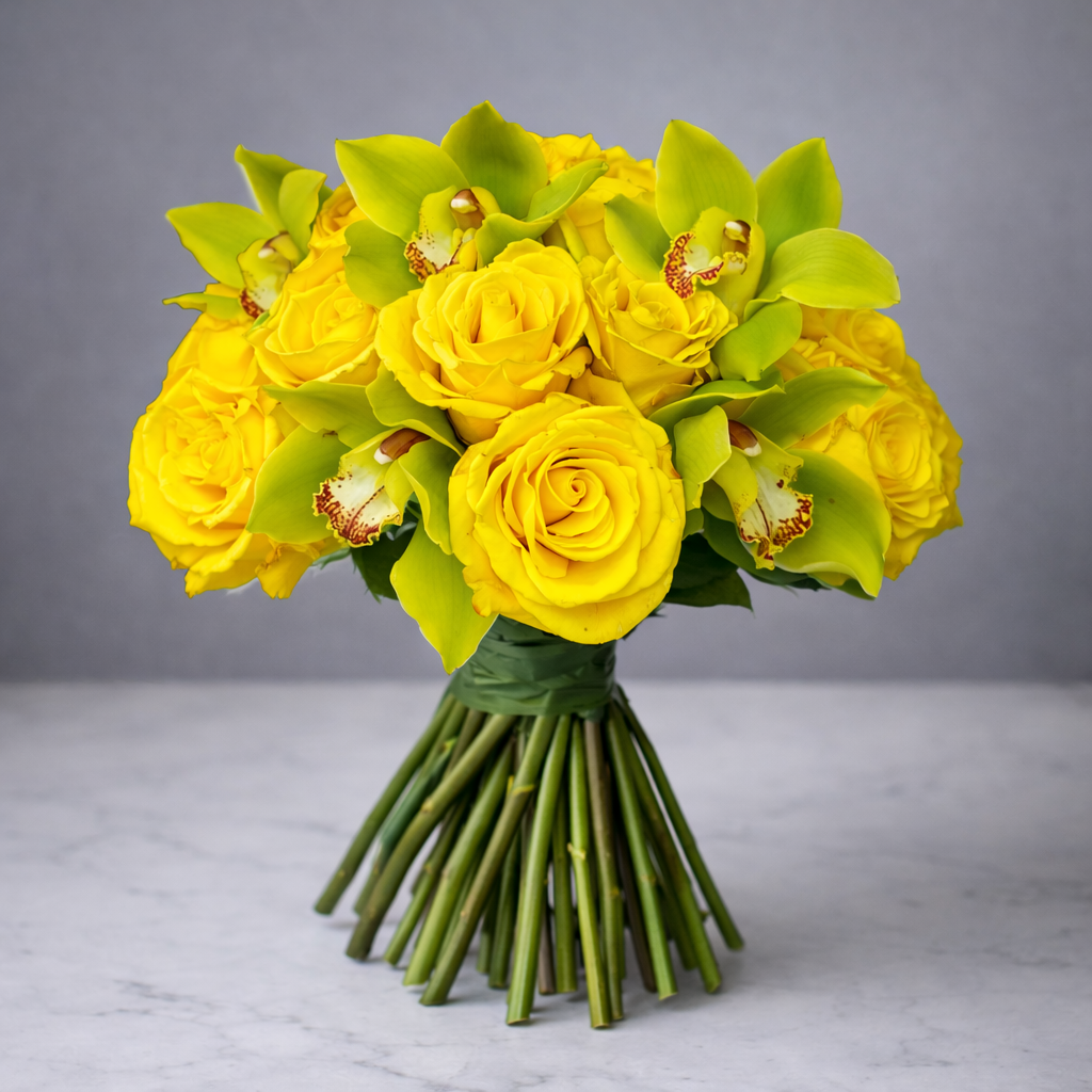 Luxury yellow rose and orchid bouquet by a Manhattan florist offering fresh cut flowers and same day flower delivery NYC.

Elegant yellow rose and orchid bouquet designed by a luxury florist NYC. Created by a New York florist specializing in fresh cut flowers, floral design New York, and Manhattan flower delivery.