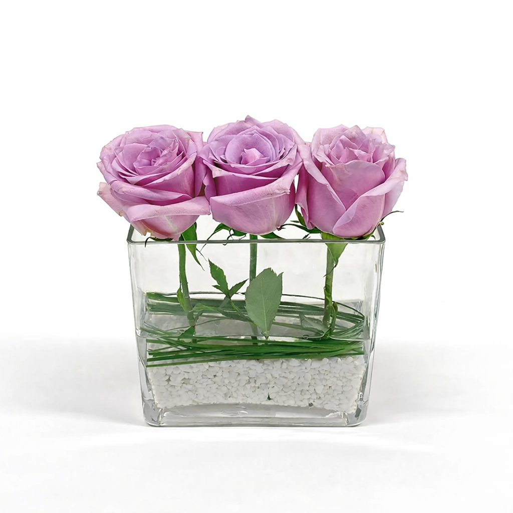 Trio of roses on the rocks