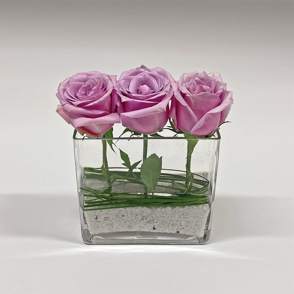 Trio of roses on the rocks - Heather Floral - Delivery Same Day